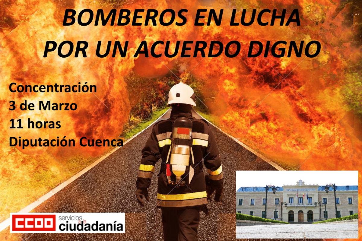 Cartel CCOO concentración Bomberos Diputación Cuenca